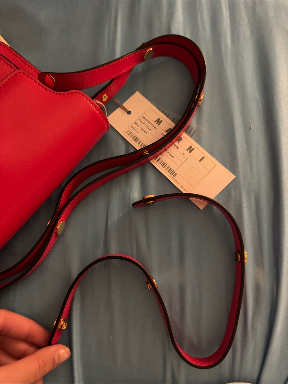 Marni Red Mini Trunk Leather Crossbody Bag with Gold Hardware - Picture 6 of 6